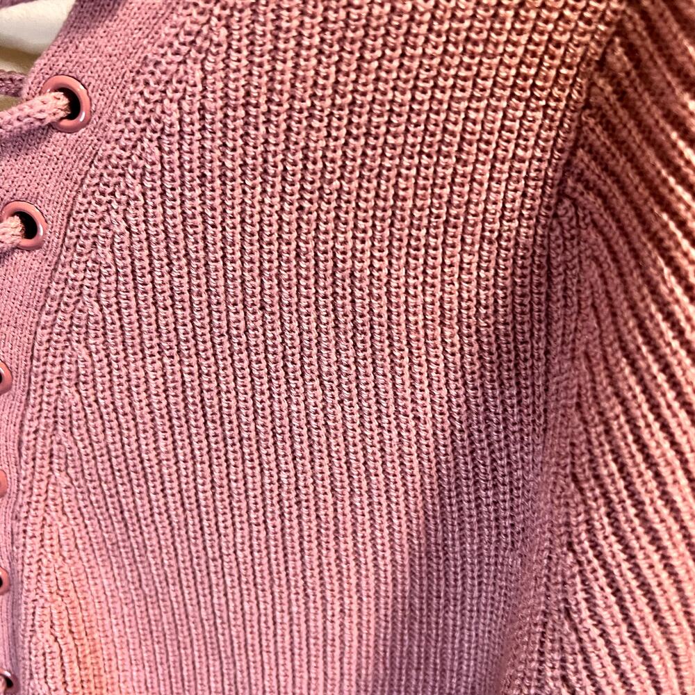 Soho New York & Company Lace Up Back Sweater 3/4 Sleeve Sz S Light Pink - Picture 8 of 12